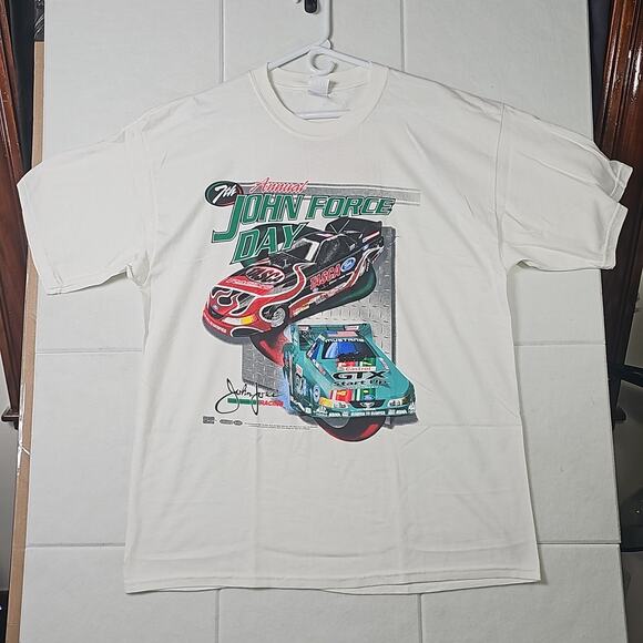 2004 John Force Eric Medlen Bob Tasca Sr Autographs Vintage Shirt Mens XL - Picture 2 of 9